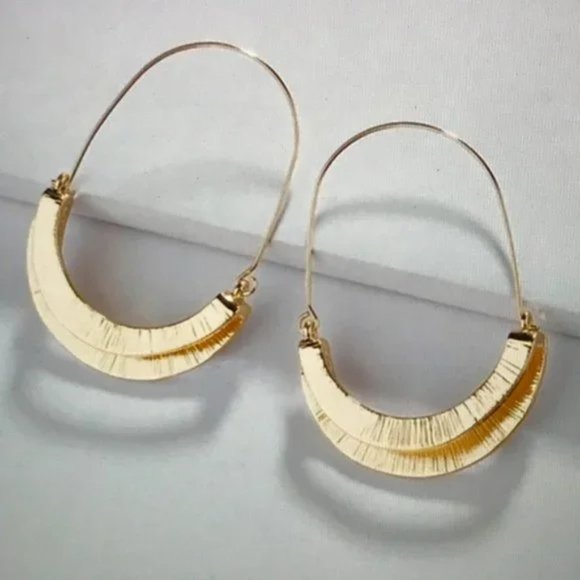 New! Anthropologie Gold Hoop Earrings - Picture 2 of 7